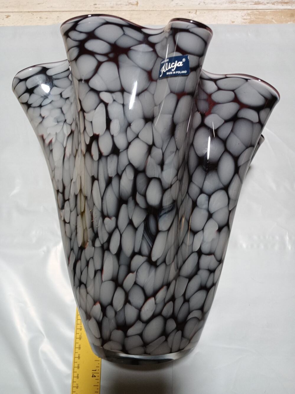 Alicja Vase Maiden Poland Maroon And Gray